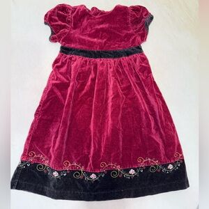 Vintage Holiday Dress - Burgundy Velour Gymboree Medium 4 yrs